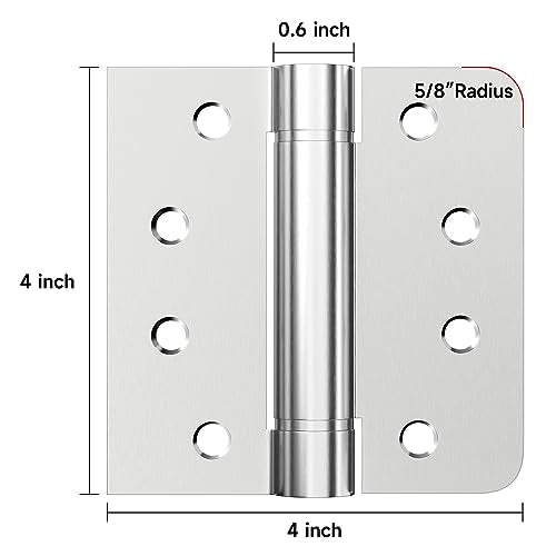 Self-Closing Door Hinges 4Inch 304 Stainless Steel Hinges Spring Hinge Heavy Duty Hinges with Square Rounded 5/8" Radius Corner Adjustable Tension 2 Pack - style: C hole - Square&Round