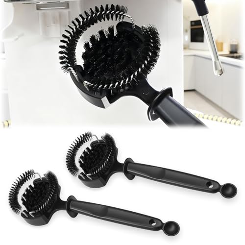 2Pcs Espresso Machine Cleaning Brush, Espresso Machine Group Head Cleaning Brush, Detachable 360° Nylon Bristles Espresso Machine Cleaning Tool for 58mm Coffee Machine Grouphead - color: Black 2pcs