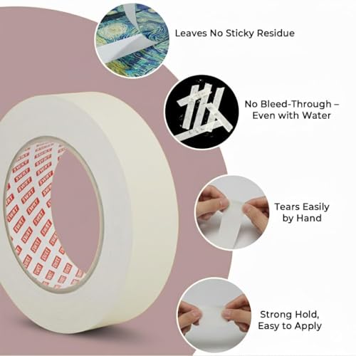 SWRT Masking Tape 1 Inch Wide x 55 Yards, 36 Rolls, Bulk Pack