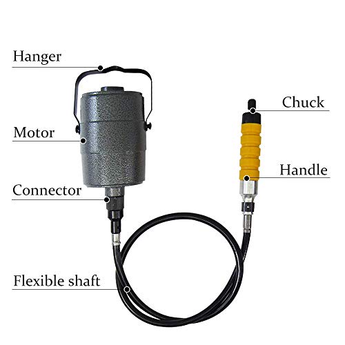 YUCHENGTECH Electric Chisel Carving Tool Electric Wood Carving Chisel Woodworking Hanging Flexible Shaft Machine Kit with 5 Blades + Foot Control Pedal (220V) - size: 220V