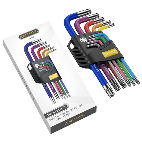 AMTOVL Star Allen Wrench Set, 9PCS Star Key Set, T10-T50, Long Arm - size: 9 PCS STAR SET