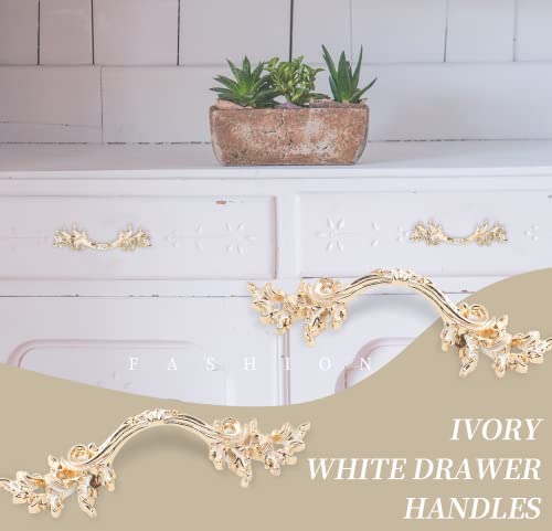 Gold White-Accent Vintage Dresser Pull 2-1/2in 64mm 2 Pack