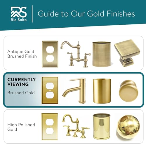 Rio Salto BRASS Toggle Light Switch Cover Plate Flip Switch Plate Outlet Covers Wall Plates 1 Gang Brushed Brass Gold Metal — Signature Collection, Standard Size 2.75" X 4.50" - color: Toggle Switch 1-Gang (1-Pack)