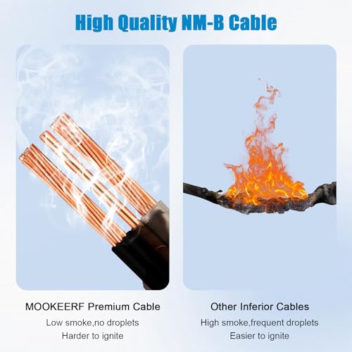 6/2 Wire with Ground - 10FT 6 Gauge NM-B Non-Metallic Sheathed Cable 100% Pure Copper 6 AWG 2 Conductor Residential Indoor Wire for Outlets, Switches, Other Loads and Lighting Wiring Projects etc. - size: 10FT, style: 6AWG/2
