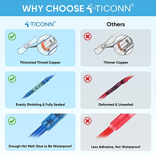 TICONN 720PCS Heat Shrink Butt Connectors, Crimp Wire Connectors Kit - size: 720 PCS-4Sizes