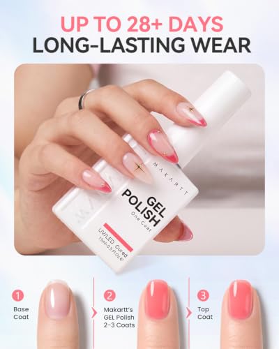 Makartt Jelly Pink Nude Red Gel Nail Polish Set 15ML: 6 Sheer Colors - color: Warm Rose