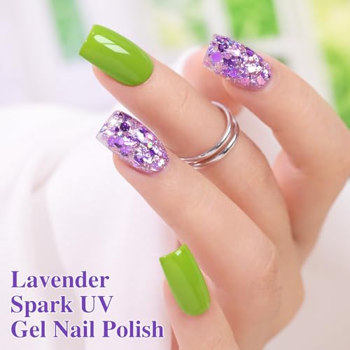 Double Rhythm 15ML Glitter Gel Polish Shimmer Reflective Holographic Color Magnetic for Nail Art Salon DIY at Home (Sparkle Purple-B1217) - color: Sparkle Purple