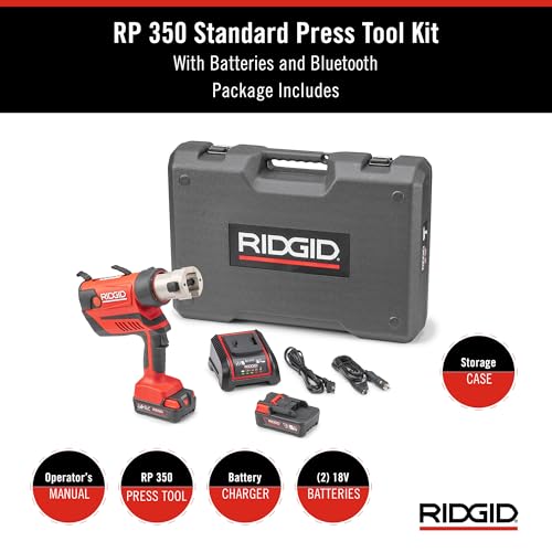 RIDGID 67063 RP 350 ProPress Pressing Tool and Battery Kit with ProPress Tool, 18-Volt Battery, Charger, and Case - style: Battery Kit (No Jaws)