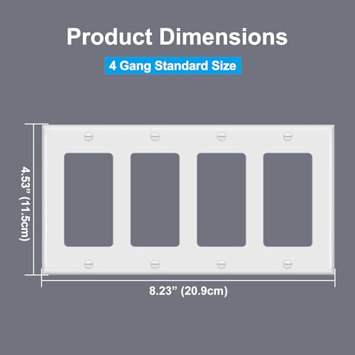 2 PK BESTTEN 4 Gang Decorator Light Switch or Receptacle Outlet Wall Plate - size: 4 Gang 2PK