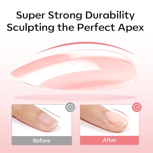 modelones Builder Rubber Gel Base Coat for Nails, Nude Pink Glitter Rubber Base Gel Nail Polish for Strengthen Apex Building Extension Protect Weak Nails Long Last U V Manicure Gift for Women - color: Rubber Base Coat Glitter Blush