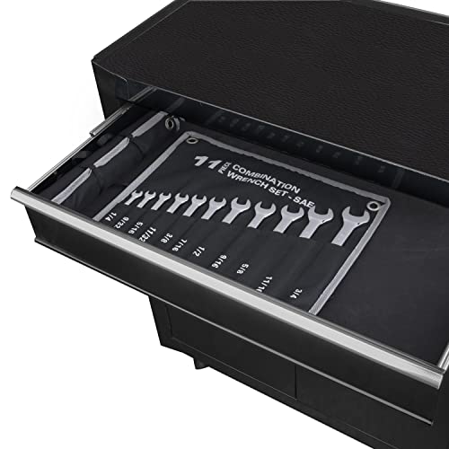 11-Piece SAE Combination Wrench Set in Roll-up Pouch, Non-Skip Inch Sizes 1/4 to 3/4” | Chrome Vanadium Steel with Mirror Finish | Ideal for General Household, Garage Workshop, Auto Repairs and More - size: 11-Piece SAE Set