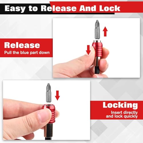 Drill Bit Extension with Aluminum Sleeve, 1/4 Inch Hex Shank Quick Release Extension Adapter, Magnetic Screwdriver Bit Holders for Impact Driver Screws Nuts Drill, 2-3/8", 4", 6", 12" Long