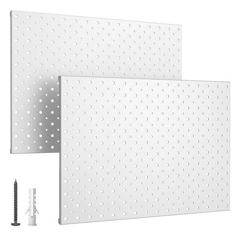 EVERHANGER Metal Pegboard Panels, Heavy Duty Pegboard Wall Organizer - color: Gray, size: 2pack 12"X16"