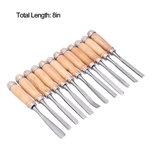 Wood Turning Chisel Set, 12Pcs x 8in/20cm HSS Blades