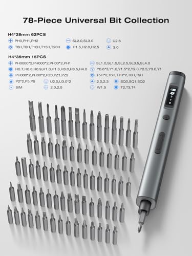 90-in-1 Mini Electric Screwdriver Set, NEZZBE Precision Cordless Screwdriver with 78 S2 Bits, 0.15–0.55 N·m Torque, Magnetic Storage Box, 500mAh, LED Light,Repair Tool Kit for Phone, Laptop, PS5