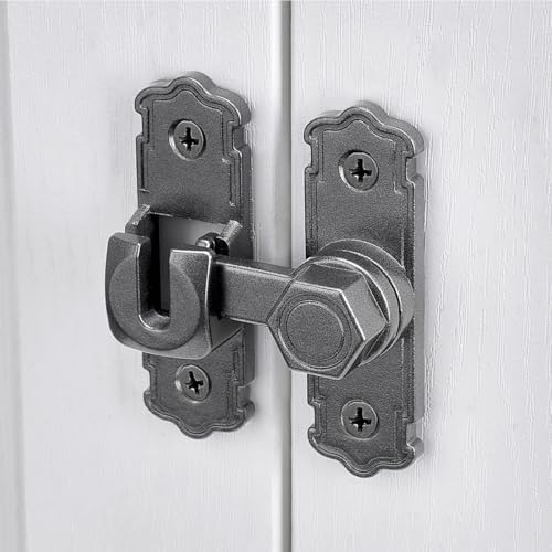 Gray 90/180 Degree Barn Door Latches,Aluminum Alloy Flip Latch - color: Gray
