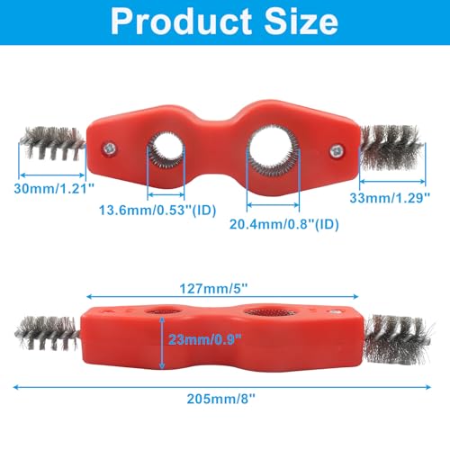 Copper Tubing Brush, 4 in 1, 1/2 in and 3/4 in, Red and Black - color: Red and Black