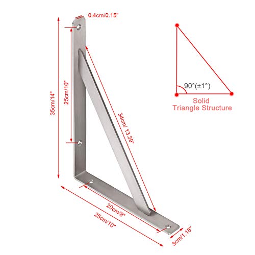 YUMORE 14 Inch Shelf Bracket, Heavy Duty L Bracket, 2 Pack - size: 14"(Soild)