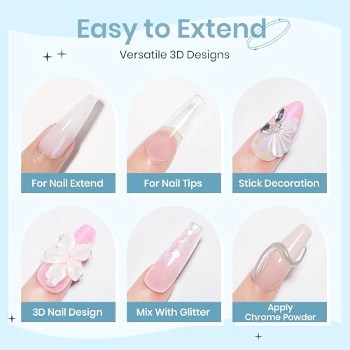 Sculpting Gel for 3D Nail Art Gel Non Stick Hand Solid Builder Gels | Hard Gel for Extension Carving Sculpting Beauty Nail Charms for Beginner and Salon DIY - color: Clear&Pink&Nude