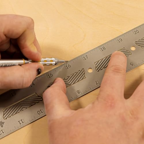 JessEm 12" Stainless Steel Ruler for Woodworking, Non-Slip Straight Edge