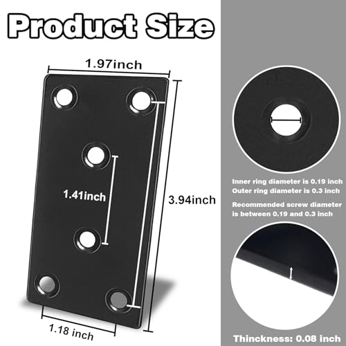 50‑Pack Flat Metal Brackets, 4" 304 Stainless Steel Brackets - size: 50PCS-4''Flat Plates