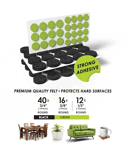 Slipstick Gorilla Felt ¾ Inch Furniture Pads (68 Pcs) Premium Furniture Pads & Chair Leg Floor Protectors for Hardwood Floors & Hard Surfaces - size: 3/4 Inch 68 Piece Combo Pack