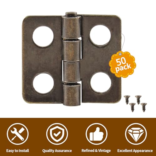 Mini Hinges, 13 x 12 mm, Antique Bronze, 50 Pcs - color: Bronze(50pcs), size: 13 x 12mm