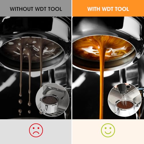 Aieve WDT Tool Espresso, Metal Distribution Tool with 10 x 0.4mm Stainless Steel Needles Espresso Stirrer, Coffee Distributor Aluminum Alloy Handle & Stand with 10 Extra needle - color: Metal Black