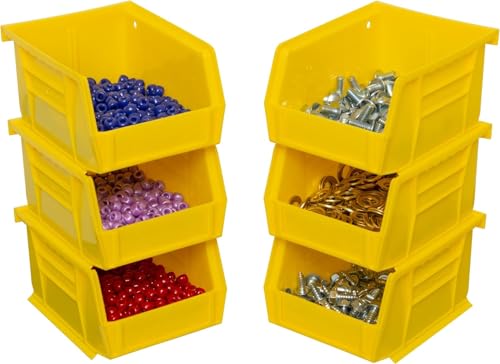 Akro-Mils 30210 AkroBins Plastic Storage Bins, 5"x4"x3", Yellow, 6-Pack - color: Yellow, size: 6 Pack