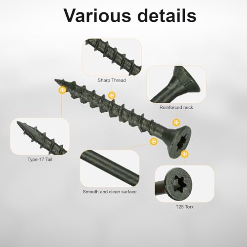Deck Screws #8 x 1-1/2’’, T25 Star Torx Drive Flat Head Wood Screws, Green, 5lb - color: Green, size: 8X1-1/2’’