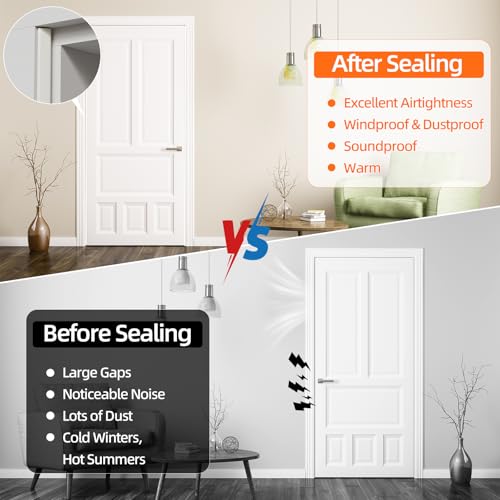 9.8 Ft White V Shape Weather Stripping Door Seal for 0.24"-0.37" Gaps
