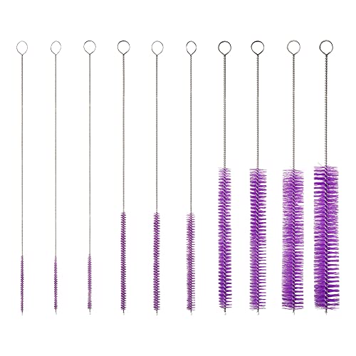 10" Extra Long Tube Cleaning Brush Set - 10 Pack - Purple - color: Purple, size: 10pk - 2mm 3mm 4mm 5mm 6mm 8mm 12mm 16mm 20mm 24mm
