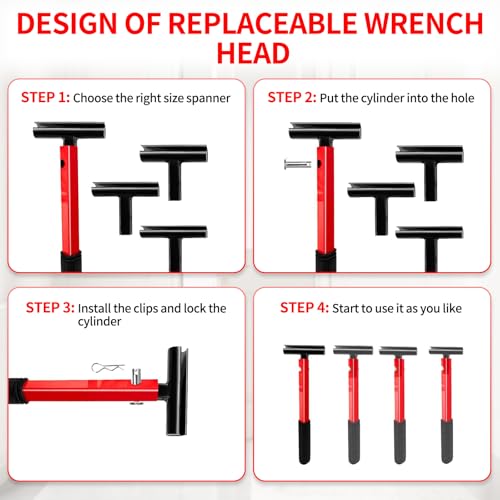 4-in-1 Door Hinge Adjustment Tool Kit, Professional Hinge Gap Adjusting Wrench for Cabinet Doors and Furniture Assembly, Heavy Duty Painted Steel Hinge Bender Wrench with Rubber Grip