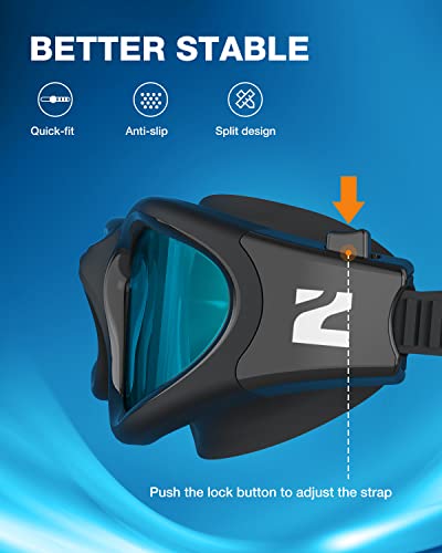 ZIONOR Swim Goggles, G1 SE Swimming Goggles Anti-Fog for Adult Men Women - color: B1-clear Blue Lens Black Frame