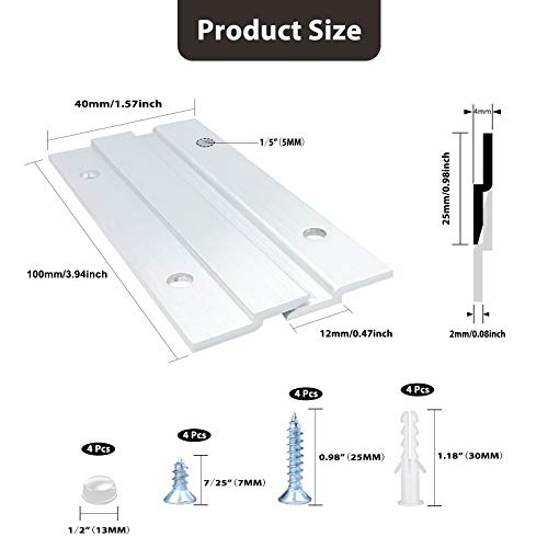 French Cleat Picture Hanger, 4 Inches Aluminum Z Hanger - 2 Pairs | Supports 50lbs, Interlocking Wall Mounting Bracket, For Mirrors, Picture, Shelf, Whiteboard, Art, Frames - size: 4 Inch-Standard