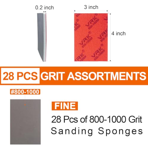28 Pcs 800-1000 Grit Sanding Sponge Soft Foam Hand Sanding Blocks - style: 800-1000 Grit 28PCS