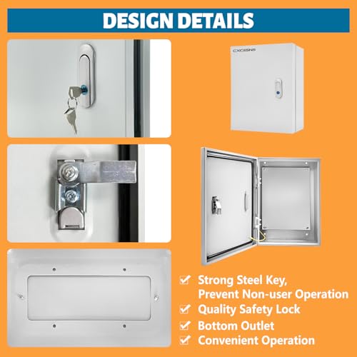 Electrical Junction Box 24x16x10, NEMA 4X IP66 Steel Enclosure Box - size: 24 x 16 x 10''