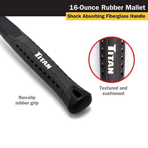 Titan 63220 2-Piece Rubber Mallet Set, Includes 16oz & 32oz with Non-marking Double-faced Solid Heads, Shock Absorbing Fiberglass Handles & Textured Grips - style: 2pc Set Rubber Mallet
