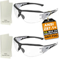 HTS HUNTERSKY Super Flexible Lightweight Anti Fog Wrap-Around U6 Clear Shooting Safety Glasses with ANSI Z87.1 Scratch Resist - color: Black (2 Pack)