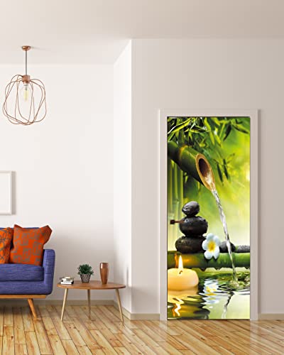 FLFK Door Mural Sticker - Zen,Peel and Stick,Combined Size 30.3"x78.7",Split into 2 Pieces - color: Mt1155, size: 30.3"x78.7"