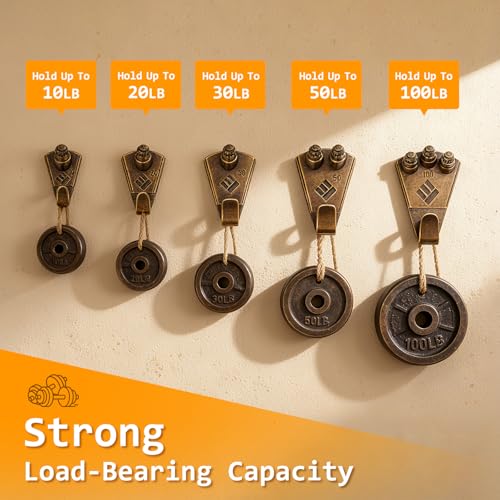 KURUI Bronze Metal Picture Hanging Kit with 10lb-100lb Picture Hangers - size: Bronze