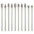 10PCS Long Carbide Burrs Set with 1/8" Shank Total L 4" Rotary Tool Accessories for Dremel, Double Cut Tungsten Carbide Rotary Files for Metal Wood Aluminum Engraving Drilling - size: 3x6mm