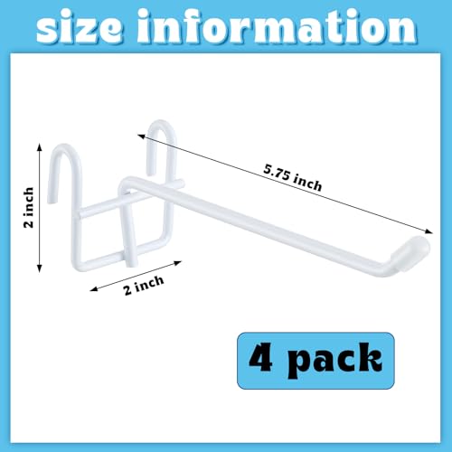 MorningRo 4 Pcs Accessory Shelving Hook for Wire Shelf Accessories, White | Heavy Duty Metal with Rubber Cover, Fits Wire Shelves Organizing Kitchen Tools, Space-saving Storage Pantry Garage Closet - color: White