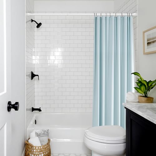 White Shower Curtain Rod 45 to 77 Inch,Spring Tension Curtain Rod - color: White, size: 45-77"