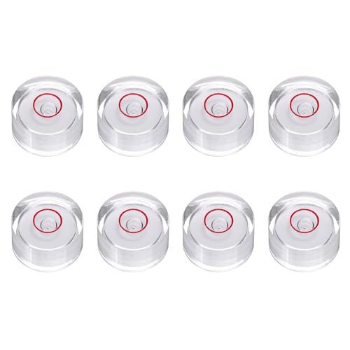 HARFINGTON 8pcs Circular Bubble Spirit Level 15x8mm Mini Round Bubble Spirit Level Little Measuring Layout Tools for TV Industrial Carpentry Picture Frame, White/Red - color: White/Red, size: 15x8mm