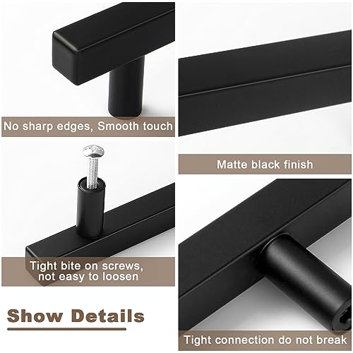 Estmoon 30 Pack 3 Inch Cabinet Handles Matte Black Cabinet Pulls Stainless Steel Drawer Pulls Square Handles for Cabinets Dressers Cupboard 76mm Hole Centers Kitchen Cabinet Hardware, 5'' Total Length - color: Matte Black