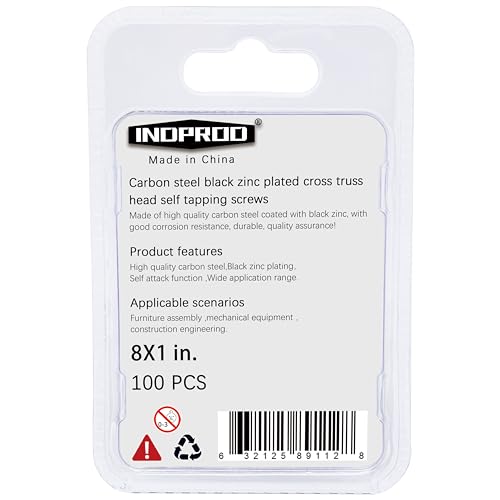 Black Screws 1 Inch, 100Pcs Self Tapping Wood Screws #8 x 1, Zinc Plated Steel, Modified Truss Head, Phillips Drive, Carbon Steel, Wood Screw for Drywall/Metal/Plastic/Furniture, Black - size: #8 x 1"
