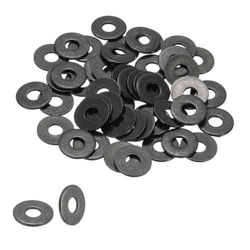 PATIKIL M4 Flat Washers 5/32" ID x 1/2" OD, 50 Pcs 304 Stainless Steel Metal Metric Washers Black Electroplated Flat Gasket Spacer for Screws and Bolts, Black - size: M4 x5/32"ID x 1/2"OD