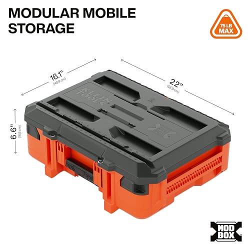 Klein Tools 54300MBX MODbox Small Tool Box, Heavy Duty Organizer with Removable Tray, Water and Debris Resistant, Stackable Module - size: Small