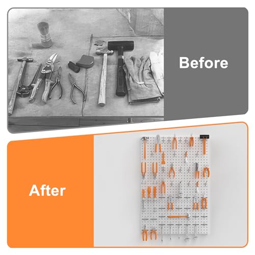 WALMANN 96 PCS Pegboard Kit with Hooks, 36x24 in Wall Tools Pegboard - color: Gray